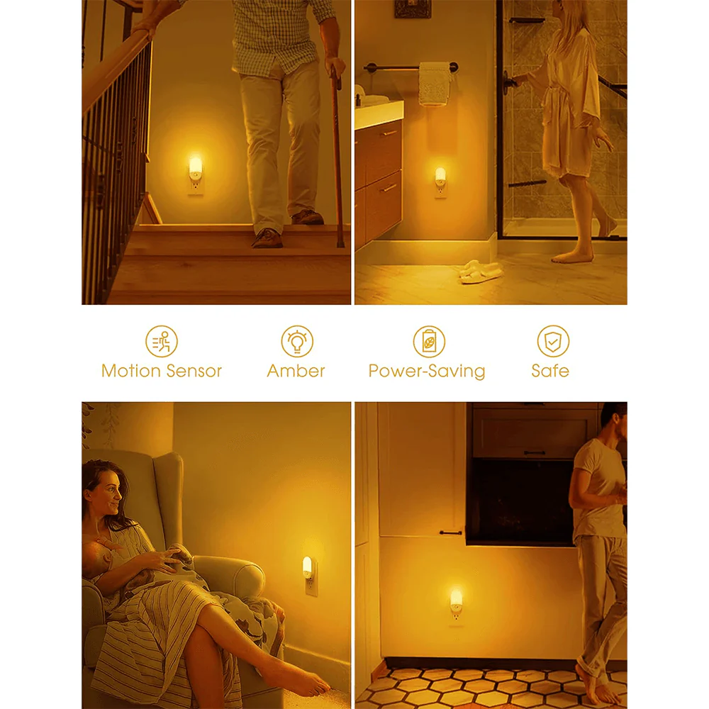 Anti-Blue LED Night Light Motion Sensor - Amber - Image 12
