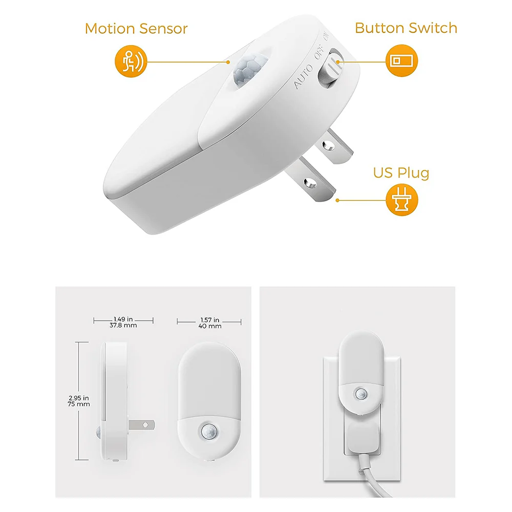 Anti-Blue LED Night Light Motion Sensor - Amber - Image 5
