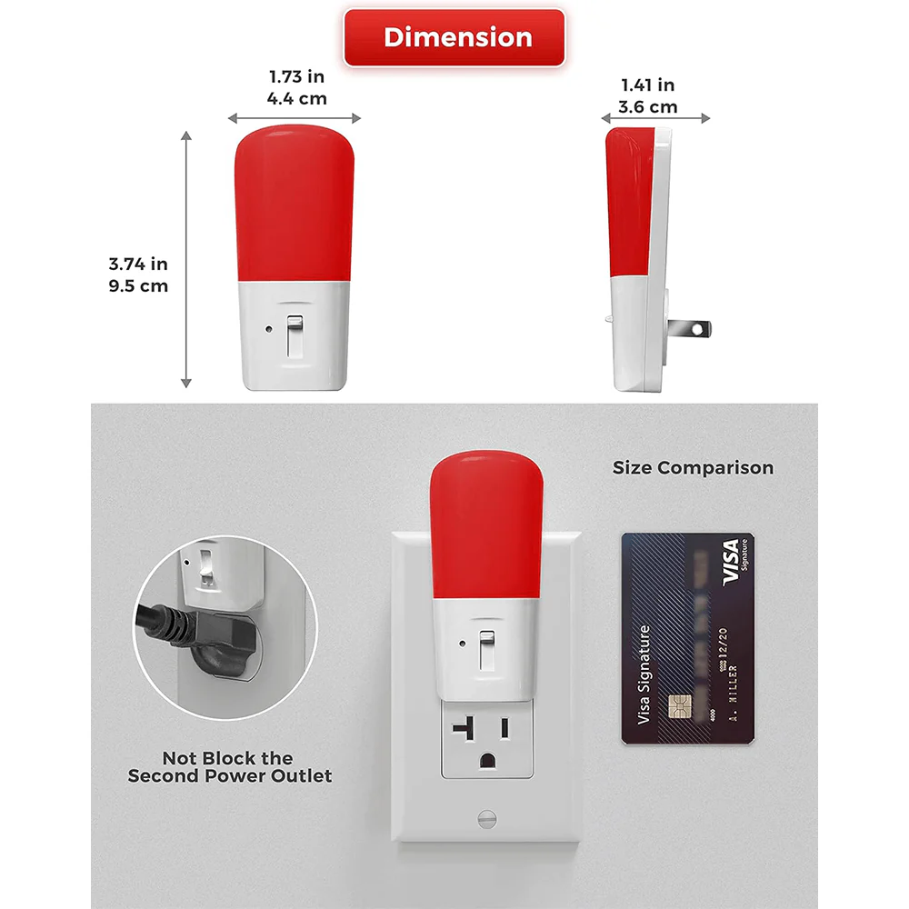 Anti-Blue LED Night Light - Red - Image 9